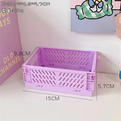 6 Color Foldable Storage Baskets Student Desktop Holder Tape Stationery Cosmetic Storage Box Home Office Organizer Container