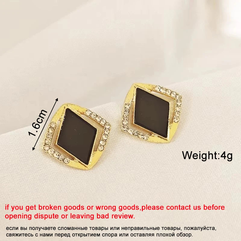 New Asymmetric Women's Black Hanging Earrings Hollow Crystal Drop Earrings Rock Geometric Statement Dangle Earrings aretes