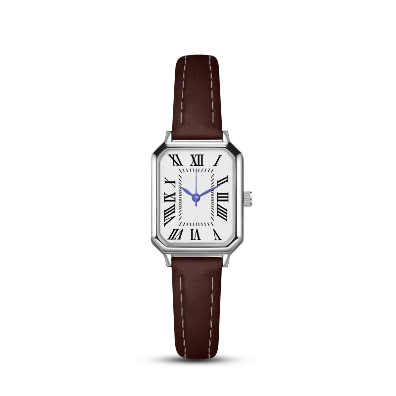 2024 New Foreign Trade Casual Fashion Fresh Art Silver Case Square Strap Roman Women's Quartz Watch in Stock
