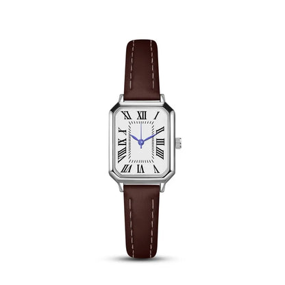 2024 New Foreign Trade Casual Fashion Fresh Art Silver Case Square Strap Roman Women's Quartz Watch in Stock