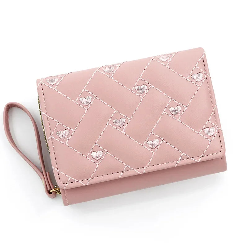 Women's Luxury Designer Pink Kawaii Coin Purse Small Leather Wallet for Ladies