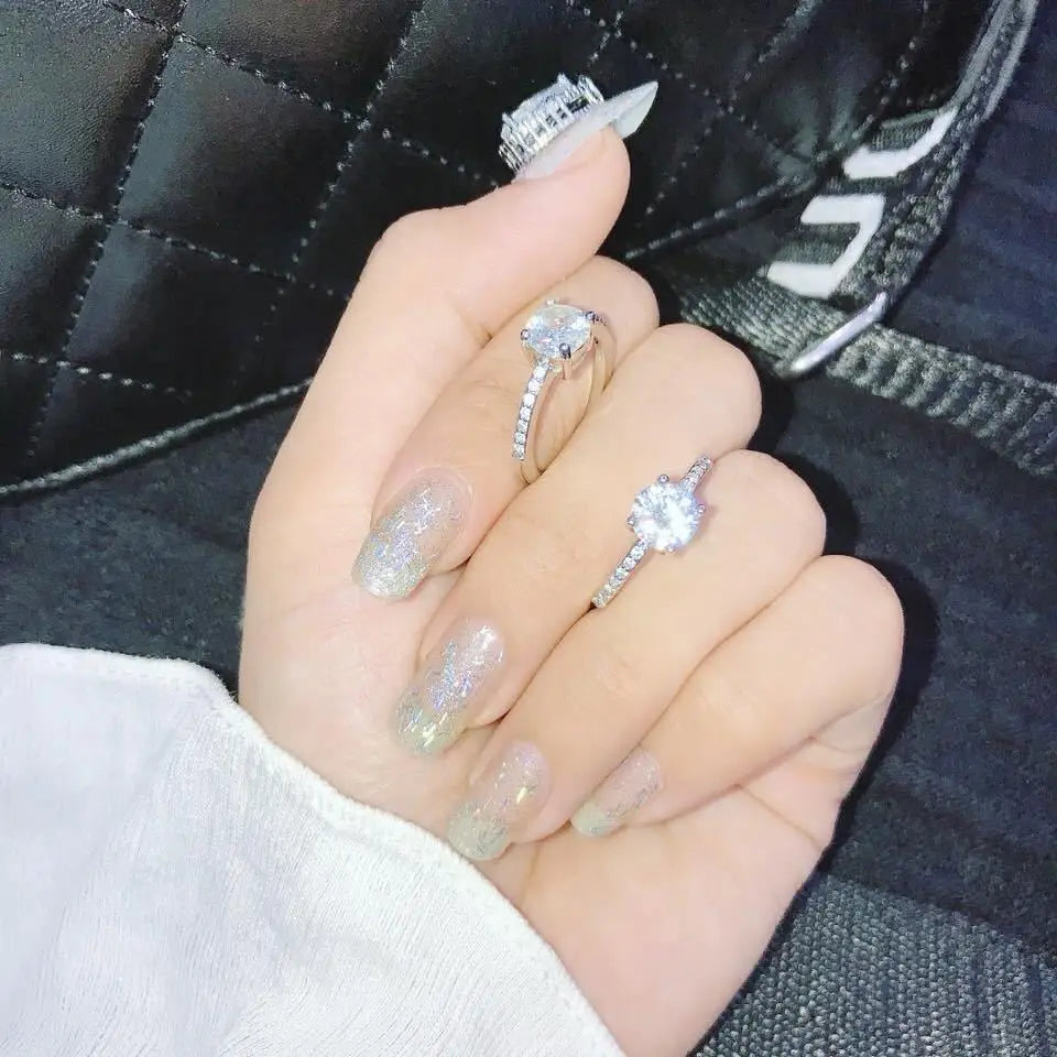 Oval Shaped S925 Silver Plated Engagement Ring for Women Pink Cubic Zirconia Wedding Fake Ring Fashion Jewelry Accessory