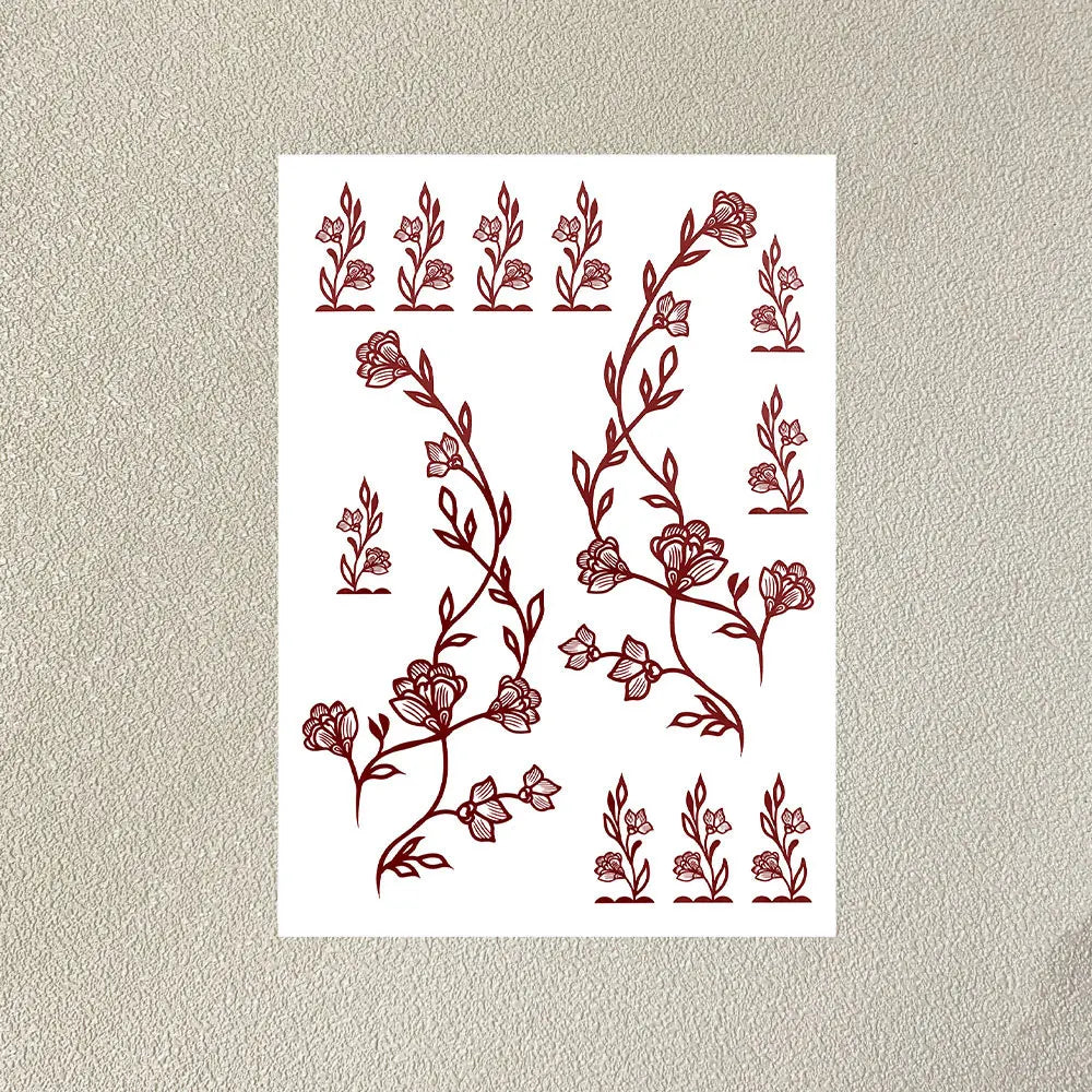Waterproof Henna Tattoo Stickers for Women Flower Instant Fake Tattoo for Hand Temporary Tattoos for Wedding Party Festival