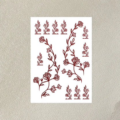 Waterproof Henna Tattoo Stickers for Women Flower Instant Fake Tattoo for Hand Temporary Tattoos for Wedding Party Festival
