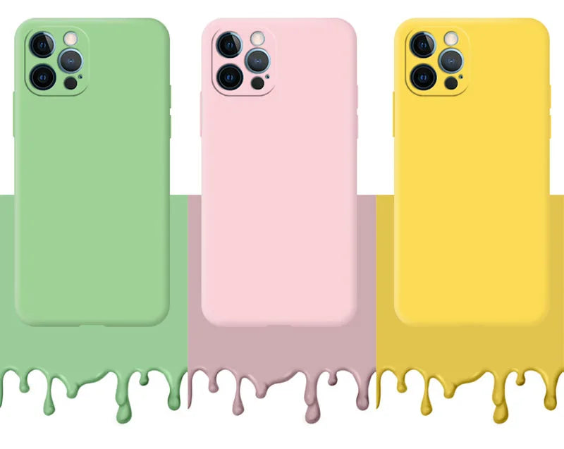 Original Soft Silicone Phone Case For iPhone 14 13 11 12 15 Pro Max Mini X XR XS 7 8 Plus SE 2020 Shockproof Back Cover Cases
