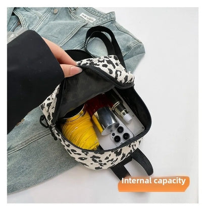 Fashion Vintage Leopard Print Mini Rucksack Bag Large Capacity Travel Backpack Women's Shoulder Bag Lightweight Square Bag