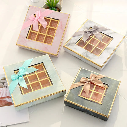 5Pcs Chocolate Boxes 9/12/16/25Grids Candy Box with Window Chocolate Gift Packing Box For Valentine's Day Wedding Party Favors