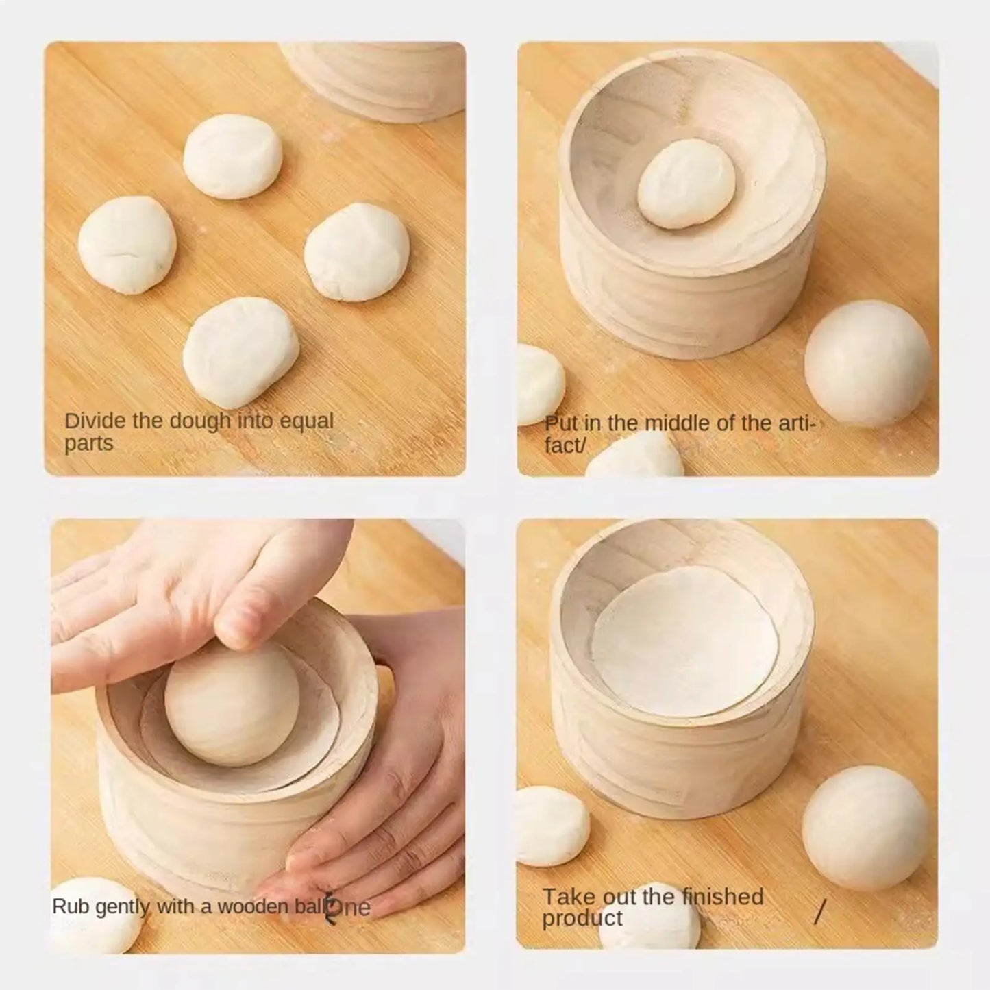Wooden Dumpling Maker Press Tool Mold and Ball Manual Dough Skin Presser Hand Pie Rolling Tool Quick Dumpling Wrapper Maker
