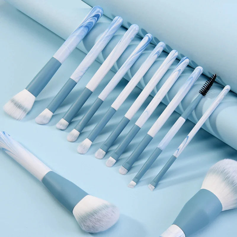 12pcs Makeup Brushes Set Portable Foundation Powder Blending Blush Concealer Synthetic Fiber Bristle Brush Blending Makeup Brush