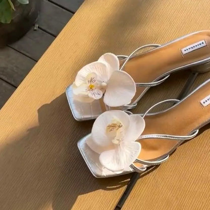 1 Pair Simulation Coloful Thai Fairy  Flower Shoe Buckles Personalized Design  Orchid Simulation Buckles Decor