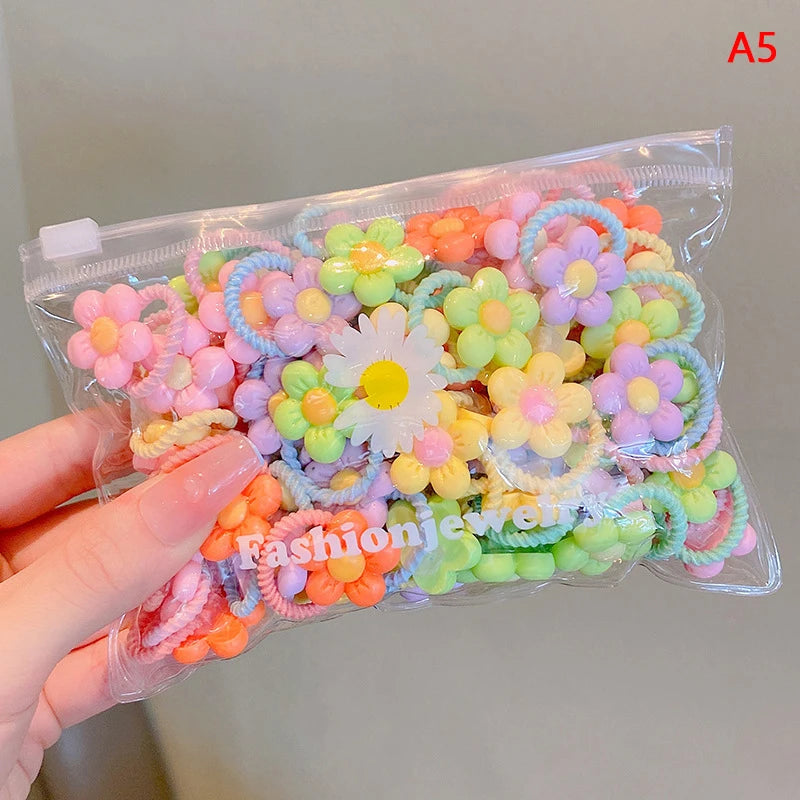 20Pcs Cute Rubber Bands For Children Does Not Hurt The Hair Elastic Good Girl Baby Head Rope Small Tie Hair Chirp Headdress