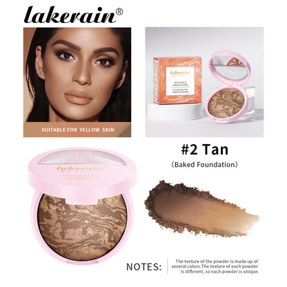 Baked Powder Foundation Oil Control Setting Makeup Pressed Powder Cake Bronzer Glow Face Contouring Shimmer Contour