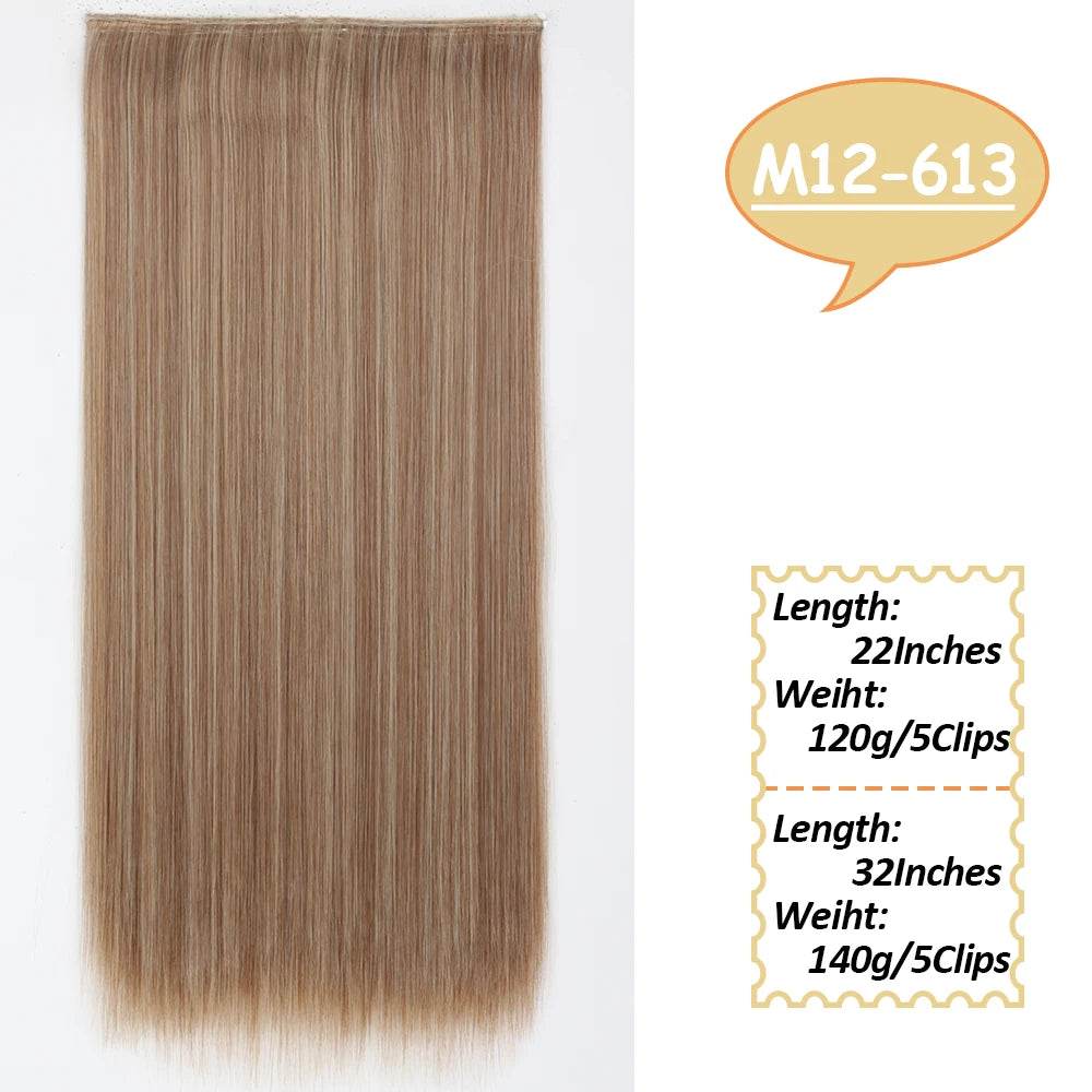 NICESY Synthetic Long Wavy 5 Clips Hair Extensions 22Inch/32Inch Clip On Hair Extensions High Tempreture Fake For Women