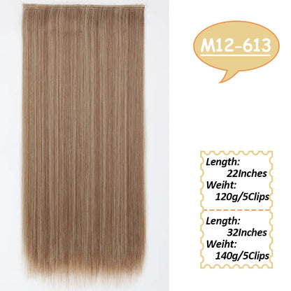 NICESY Synthetic Long Wavy 5 Clips Hair Extensions 22Inch/32Inch Clip On Hair Extensions High Tempreture Fake For Women