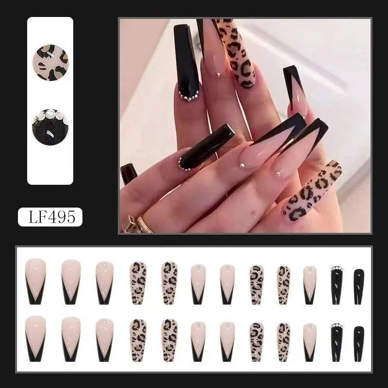 Luxury Designed Reusable Pink Nude False Nails Short Custom Acrylic Press On Nails Artificial Nails With Glue For Woman And Girl