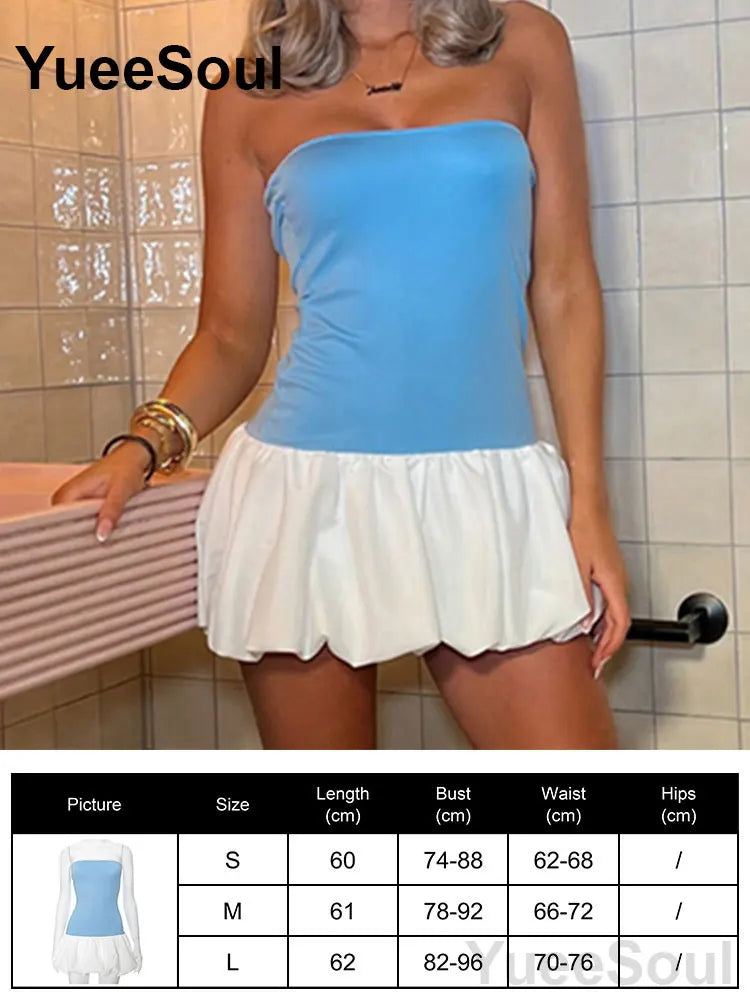 Blue Mini Dress Summer Sleeveless Slim Sexy Women Dresses 2025 New Sweet Cute Evening Party Casual High Street Y2K Dress