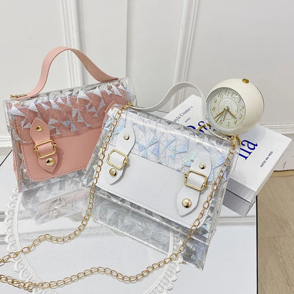 Fashionable Urban Simple Style Handbag Lock Buckle Print Single Shoulder Crossbody Bag Small Square Bag Spring 2025 PU Material