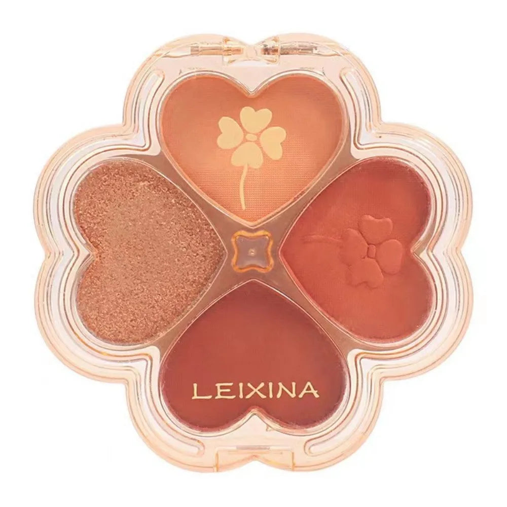 Lucky Clover Eyeshadow Palette Daily Fine Glitter Pearlescent Matte Pure Lust Four-Color Eyeshadow Palette Earth Color Pink Grey