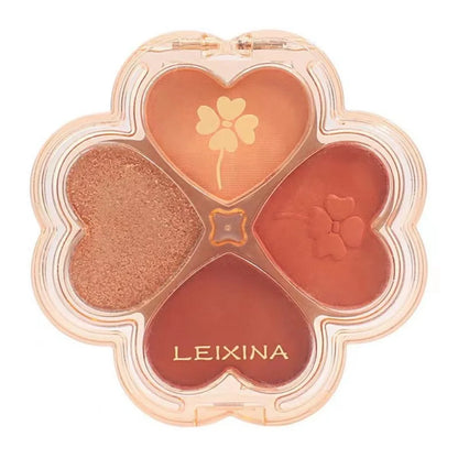 Lucky Clover Eyeshadow Palette Daily Fine Glitter Pearlescent Matte Pure Lust Four-Color Eyeshadow Palette Earth Color Pink Grey