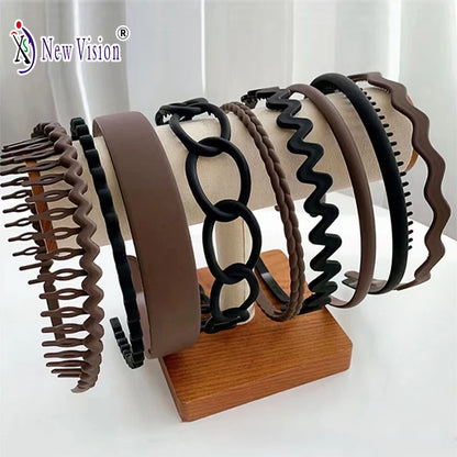 5/9pc Anti slip Toothed Hair Band Set Women's Men's Simple Frame Head Shampoo bangs Broken Hair Pressing Bracket Scrub Ornament