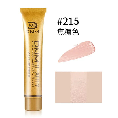 DNM Small Gold Tube Concealer Foundation Balm Covers Acne Scars, Freckle Scars Tattoo Redness Dark Circles Freckle Powder Makeup