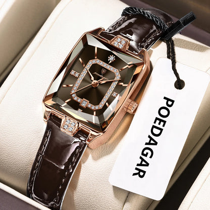 POEDAGAR Original Luxury Women Wristwatch Waterproof Leather Date Woman Watch Elegant High Quality Quartz Women's Watches Reloj