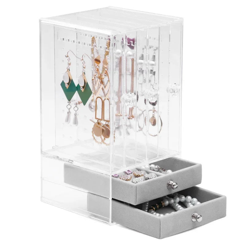 Dustproof Jewelry Display Stand Earring Bracelet Ring Holder Storage Box Plastic Material for Home Garden Decoration