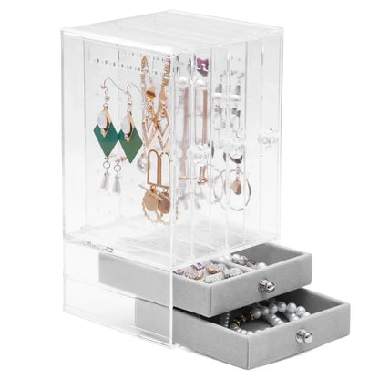 Dustproof Jewelry Display Stand Earring Bracelet Ring Holder Storage Box Plastic Material for Home Garden Decoration