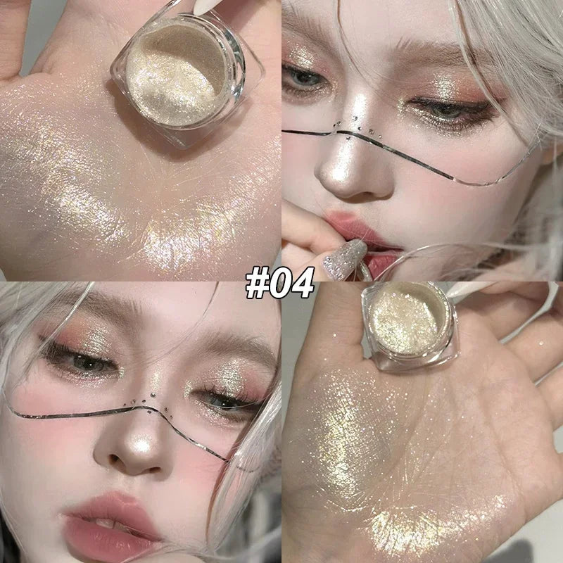 6 Colors Glitter Eyeshadow Gold Pink Eye Shadow Highlighter Silkworm Long Lasting Waterproof Shimmer Multicolor Liquid Eyeshadow