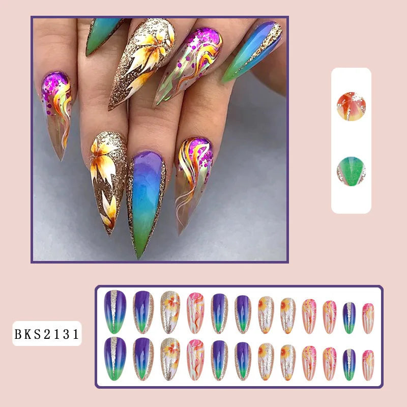 Wholesale Price Press On Nails Ballerina Medium Coffin False Nails French Tip Nails Manicure Stick On Nails Acrylic Fake Nails