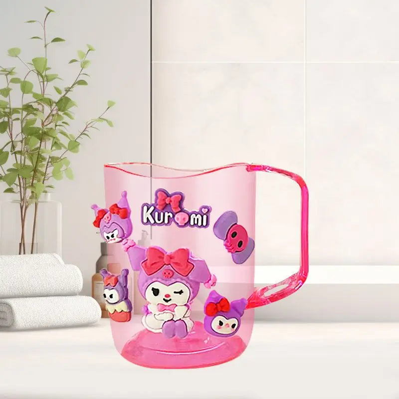 New kawaii Hello kitty children's mouthwash cup kuromi teeth jar brush cup My melody toothbrush holder Children's wash cup set