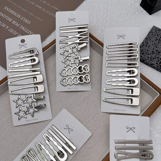 Sliver Metal Hair Clips Women Girls Y2K Duckbill Hairpin Personality Bangs Side Headwear Barrettes Hairclip Styling Accessories