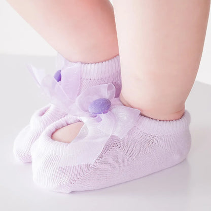 1 Pair Cute Baby Socks Girls Spring Newborn Kids Flower Bowknot Lace Non-slip Children Floor Anti Skid Toddler Slipper