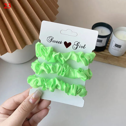 3/6Pcs/Set Silk Hair Scrunchies Elastic Hair Bands Women Elegant Headwear Hair Ties Ponytail Holder Sweet Hair Rope Rubber Bands