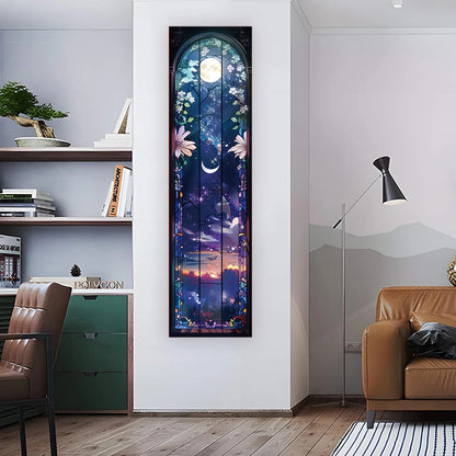 Landscape Vertical Banner Sun And Moon Tapestry Tree of Life Floral Starry Night Wall Decoration Aesthetic Tapestry Home Decor
