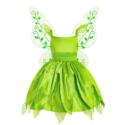 Girls Flower Fairy Dress Up Kids Princess Dress With Wings Halloween Princess Costume Elves Party Tinkerbell Tinker Bell Dress