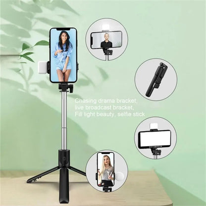 Portable Wireless Selfie Stick Tripod Stand with Light Bluetooth Remote Extendable Tripod for Mobile Phone Tiktok Live Streaming
