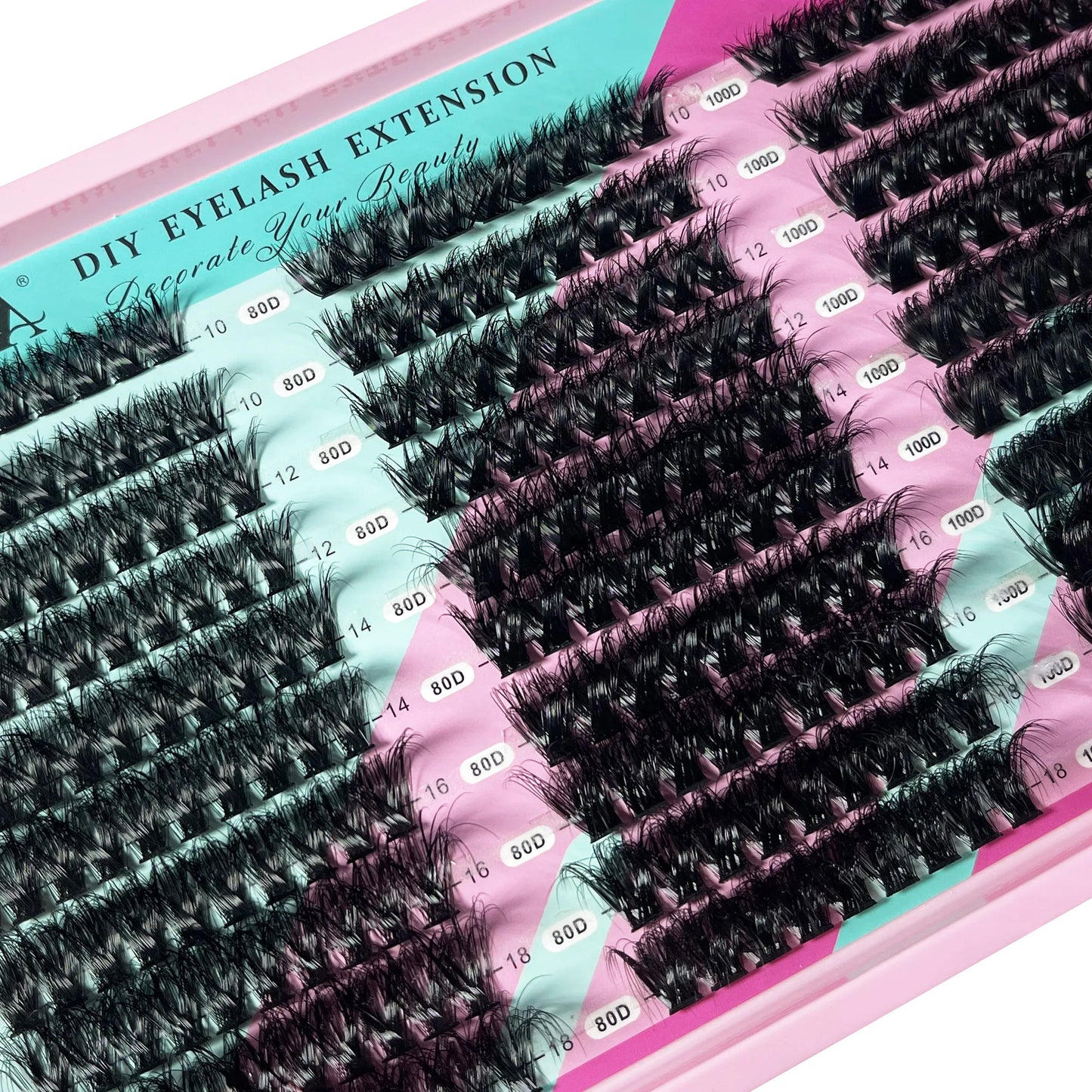MIOFIA Lashes Cluster Natural Fluffy Volume Individual Eyelash 60D 80D 100D Thick Cat Eye Lashes Mixed Tray DIY Lash Extension