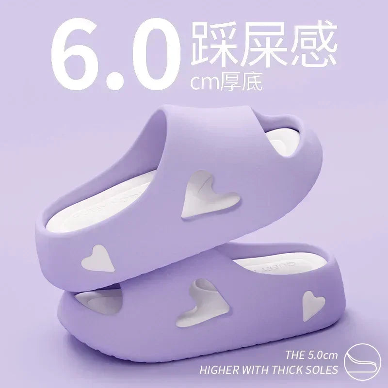 Platform Slipper Flip Flop Women Love Heart Cloud Outdoor Indoor Summer Soft Sandal Slides Ladies Home House Hotel Shoe Flat EVA
