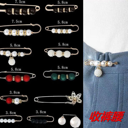 2/20pcs Clothing Brooch Pearl Waist Adjustment for Women Pearl Lapel Pin Sweater Dress Brooch Pins Badge Buckle DIY Accessories