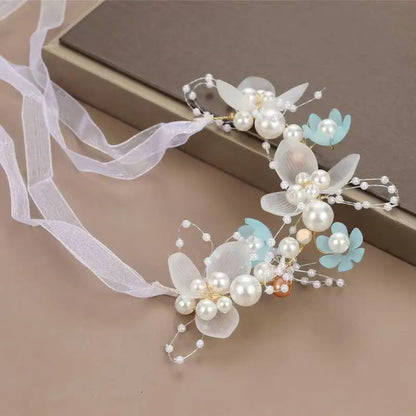 Elegant Girls Headband Lmitated Pearl Hair Headdress Baby Girls Flower Wreath Bride Garland Head Hoop Wedding Headbands Hair