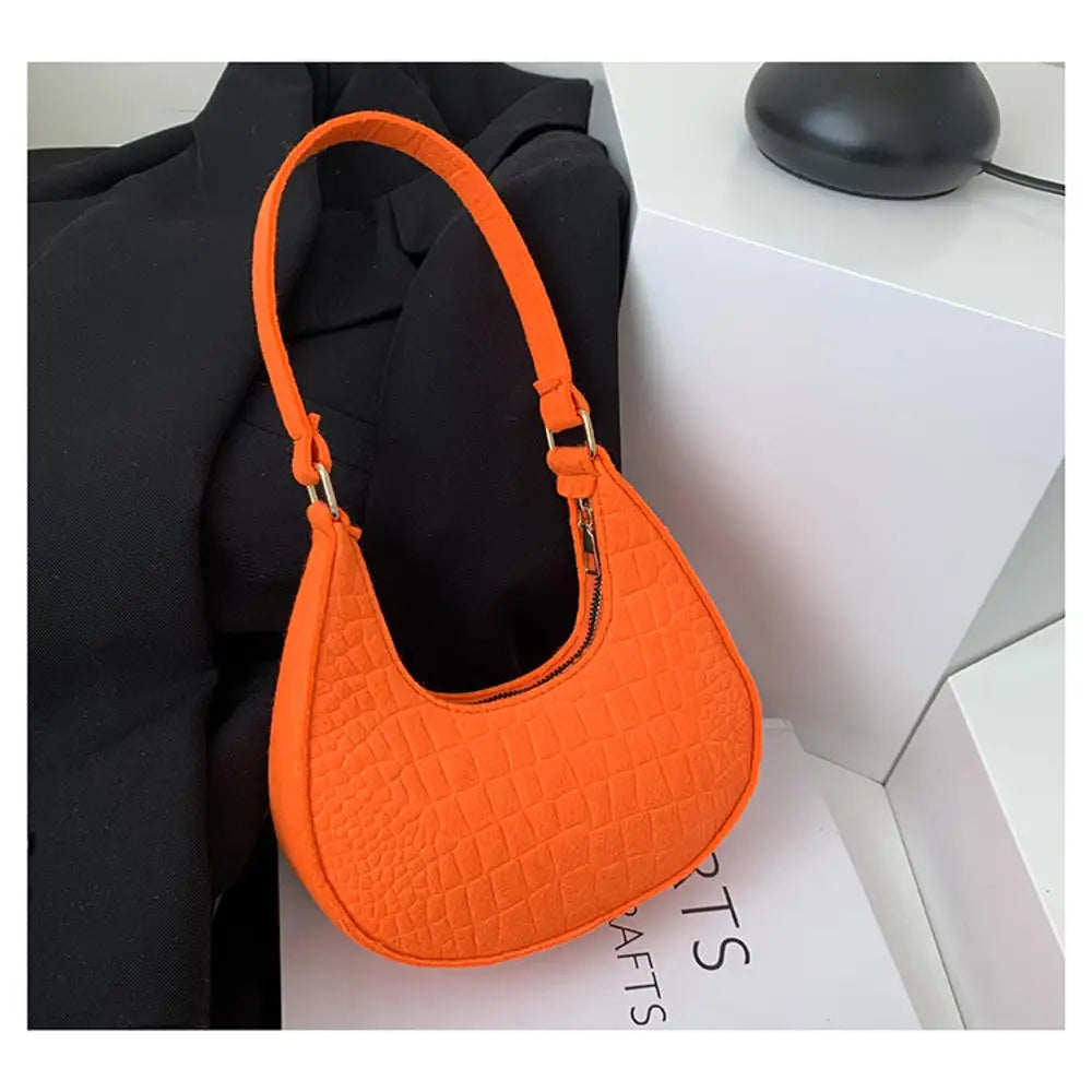 Fashion Women Chain Shoulder Underarm Bags Felt Pu Leather Simple Solid Color Casual Handbags Female Pouch Tote Crossbody Bag