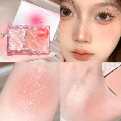 LEEINTO light sweet energy high gloss blush disk pearl fine flash bright makeup does not fly powder to show tender rouge