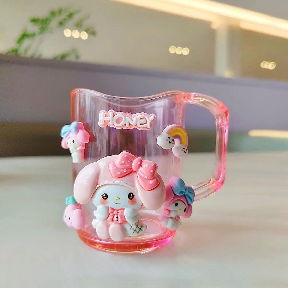 New kawaii Hello kitty children's mouthwash cup kuromi teeth jar brush cup My melody toothbrush holder Children's wash cup set