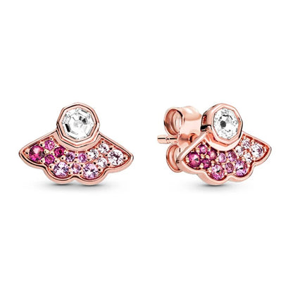 TOGORY Newest Rose Gold Brand Stud Earrings For Ladies Women Crown Love Round Earrings Jewellery Birthday Gift Special Offer