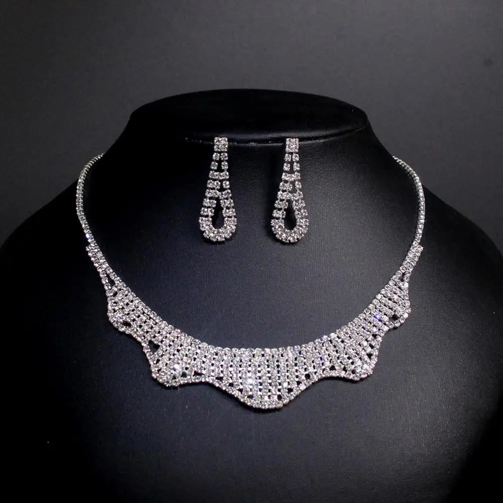 Necklace Earrings Set 2024 Rhinestone Tassel Earrings Necklace Combo Wedding Jewelry Bride Dangle Earrings Necklaces Party Jewel