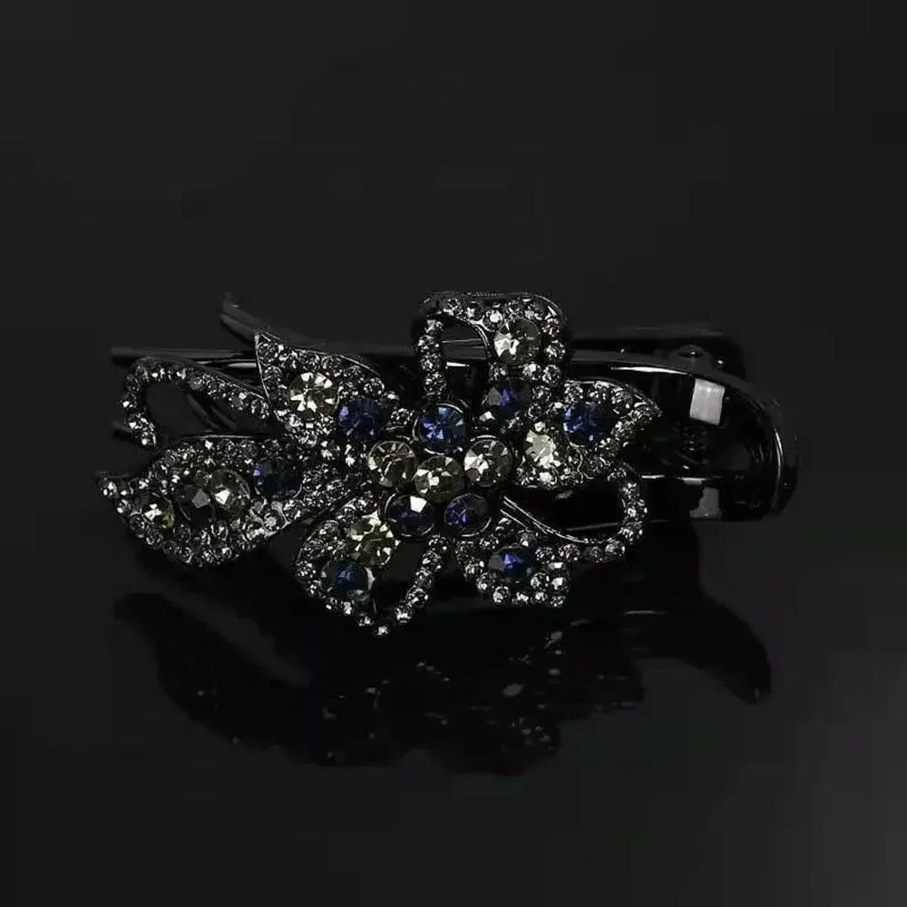 Shiny Rhinestone Hairpin Flower Leaf Duckbill Hair Claws Retro Hair Clips Accessories For Women Shinning Ponytail Headwear