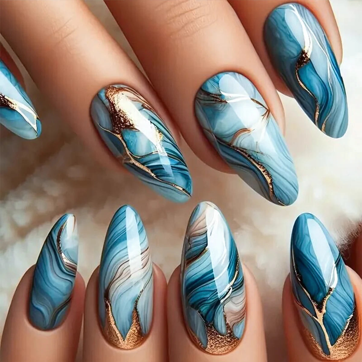 French Tip Press on Nails Long Coffin False Nails Press ons Acrylic Glue on Nails Full Cover False Nails Wearable Fake Nails Set