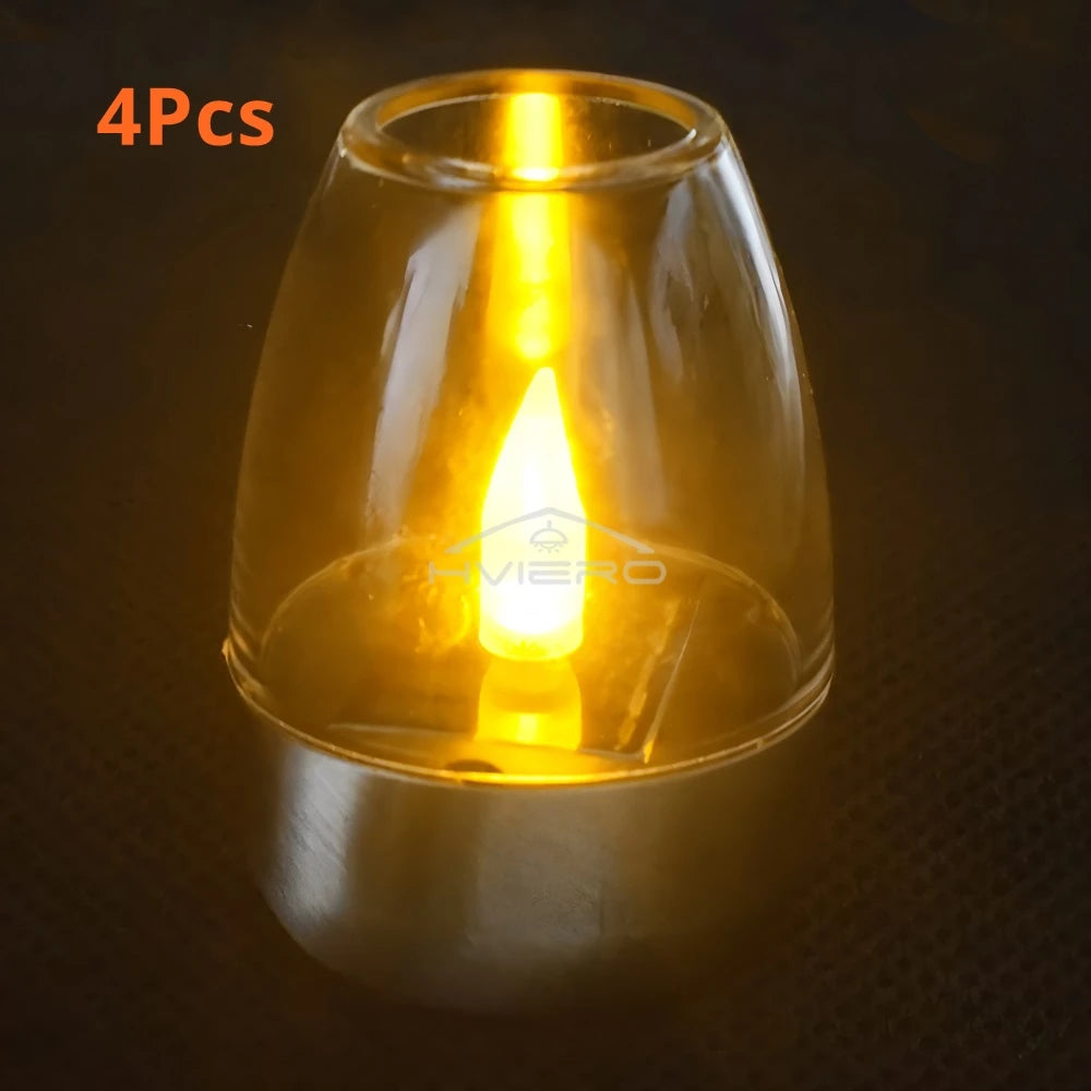 Home Solar Light LED Stainless Steel Candle Outdoor Courtyard Decorative Atmosphere Night Light Halloween Candlelight Dinner Led