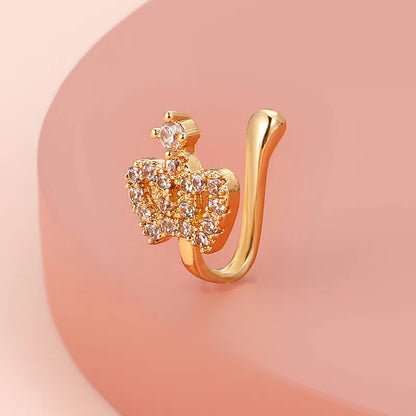 1Pc Copper Fake Piercing Nose Ring Butterfly Crown Star Heart Clip On Nose Ear Clip Cuff Earring for Women Gift Body Jewelry Nez